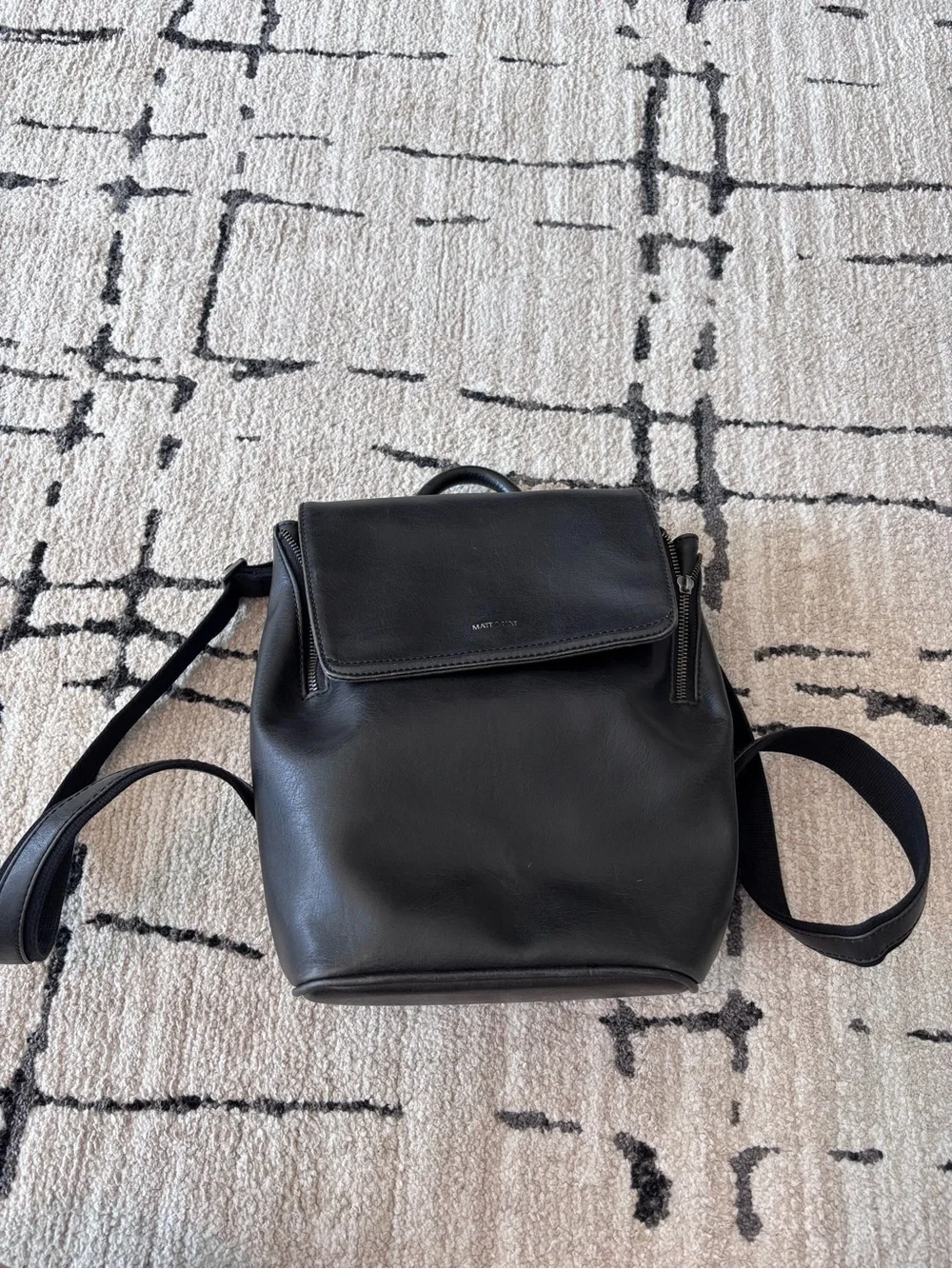 Matt & Nat Black Leatherette Backpack - Minimal Bag